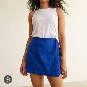 Linen Skort with Wrap Waistband